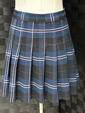 Love Tree Y2K Preppy Pleated Blue Plaid Mini Skirt Stretch